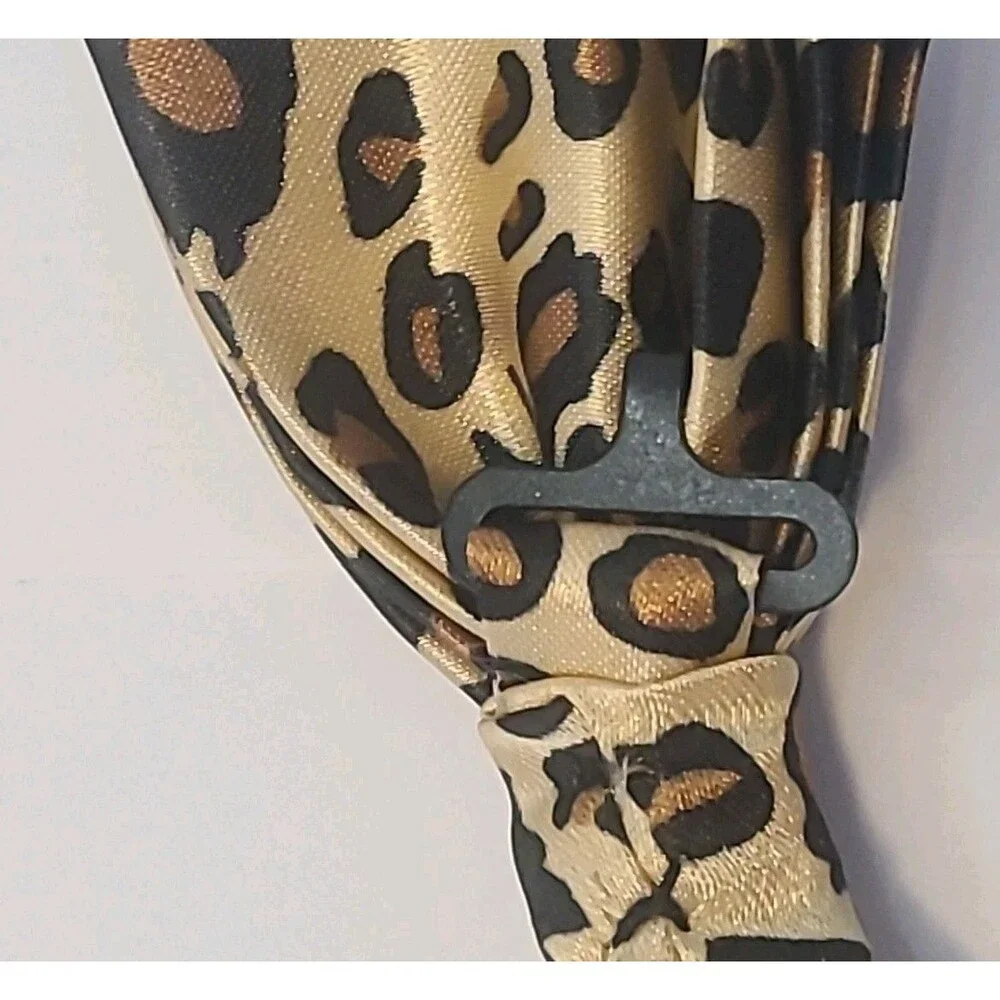 UNISEX ADULT LEOPARD CHEETAH ANIMAL PRINT ADJUSTABLE FABRIC STRAP BOW TIE